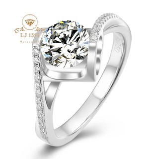 Angels kiss  Moissanite 1.0 กะรัต แหวนเงินแท้ เพชรโมอีสแท้ แหวนของขวัญ Ring เงินแท้ทองคำขาว18K