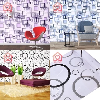 💋พร้อมส่ง wallpaper 45 ซม. x 10 เมตร วอลเปเปอร์ สติ๊กเกอร์ติดผนัง มีกาวในตัว ติดเองได้