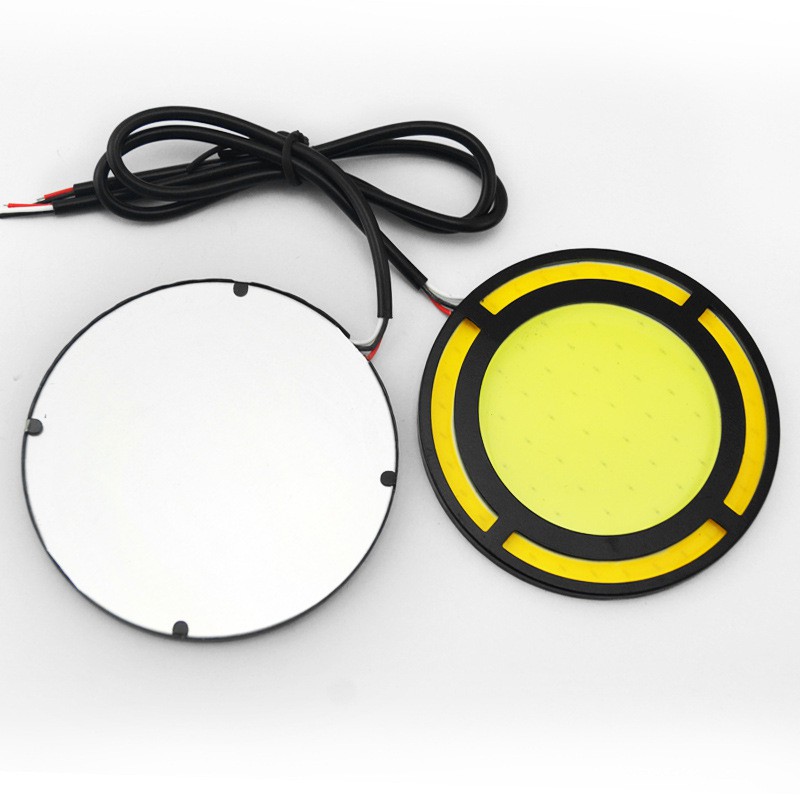 หลอดไฟตัดหมอกสีเหลือง+สีขาว cob led drl daytime running สําหรับรถยนต์ 2 ชิ้น