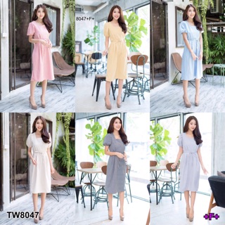 GN8047 **รบกวนสอบถามก่อนสั่งซื้อจ้า** Dress เดรสคอเหลี่ยมแขนตุ๊กตา ปลายแขนจั๊ม