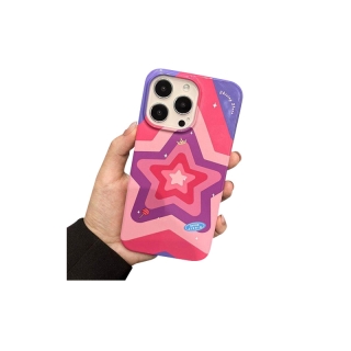 VENKI - Case iPhone 14 Pro Max TPU Soft Case Start Circle Glossy Pink Purple Candy Case Camera Protection Shockproof For iPhone 14 13 12 11 Plus Pro Max 7 Plus X XR
