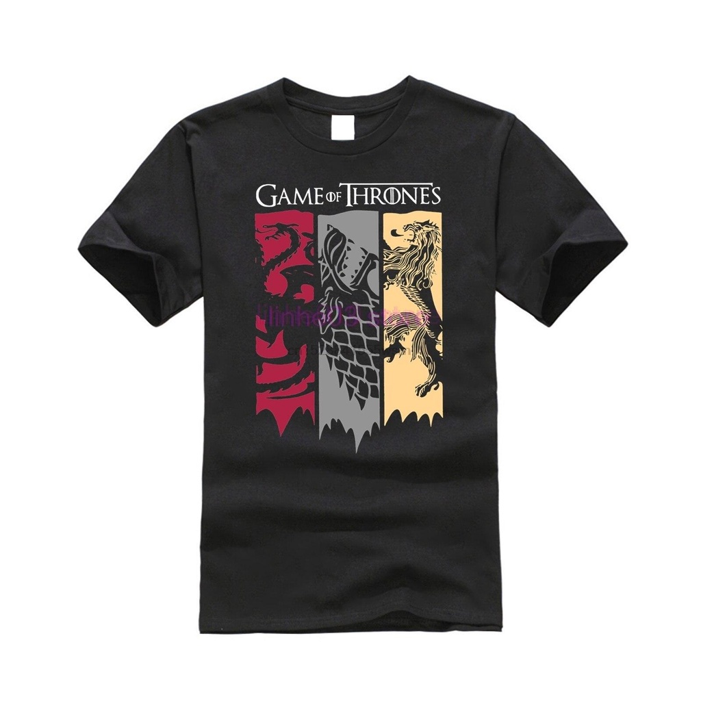 ย้อนยุค💯【Size 2T-6XL】 Game Of Thrones Movie House Stark Targaryen Lannister Men's cotton T-shirt Mul