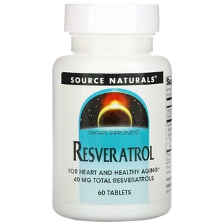 เรสเวอราทรอล Source Naturals, Resveratrol, 40 mg, 60 Tablets