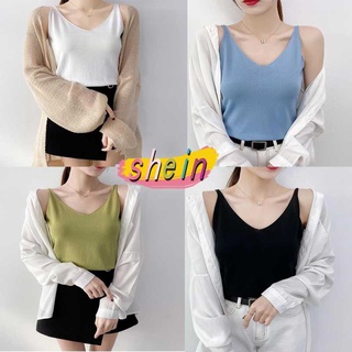 shein❤️❤️ 818 พร้อมส่งทุกสี!!! เสื้อสายเดี่ยว งานเกาหลี ผ้ากำมะหยี่ ผ้านุ่ม ใส่สบาย มี 5 สี ใส่สวยเว่อร์ เสื้อสายเดี่ยว