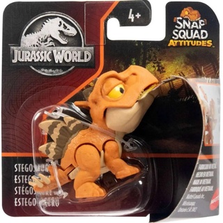 Mattel Jurassic World Snap Squad Attitudes Stegosaurus (HCM18) ของเล่นแอ็กชั่นฟิกเกอร์ไดโนเสาร์ สเตโกซอรัส สีส้ม