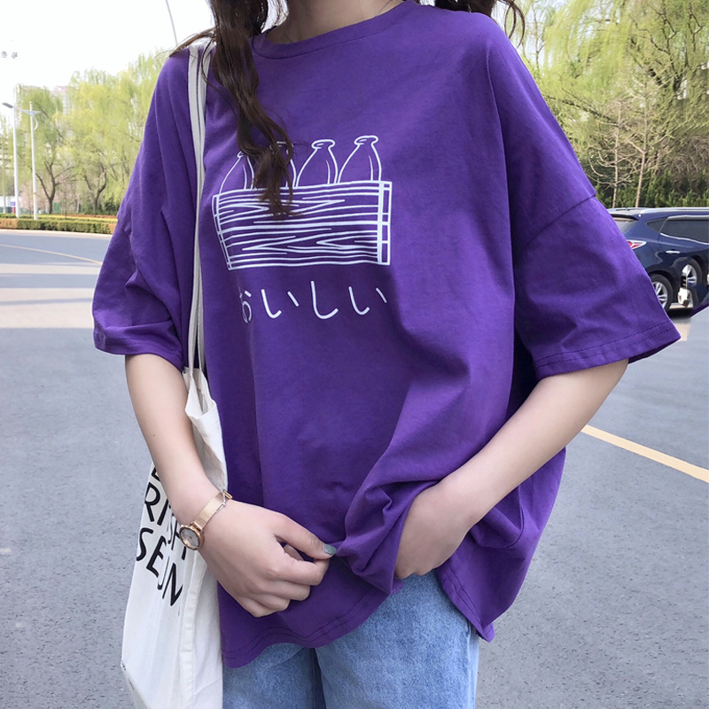 【WJZ】เสื้อยืดแขนสั้นพิมพ์ลายการ์ตูนป่าแฟชั่นสไตล์เกาหลีสำหรับผู้หญิง【968】