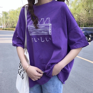 WANG JIAO ZHAN เสื้อยืดป่าขนาดใหญ่เวอร์ชั่นเกาหลี