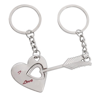2 ชิ้น / เซต พวงกุญแจคู่รัก ลูกศร รูปหัวใจ I Love You พวงกุญแจ สําหรับคู่รัก กามเทพ ลูกศร พวงกุญแจ ของขวัญวันเกิด