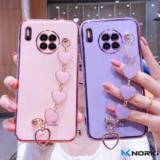 เคสโทรศัพท์มือถือแบบนิ่ม ลายหัวใจ พร้อมสายโซ่คล้อง หรูหรา สําหรับ Huawei Mate 10 10Pro Mate 20 20Pro 20X Mate 30 30Pro Mate 40 40Pro