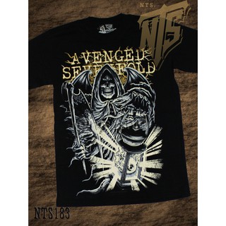 เสื้อยืดผ้าฝ้ายพรีเมี่ยม  183 A7X Avenged seven fold ROCK เสื้อยืด เสื้อวง เสื้อดำ สกรีนลาย ผ้าหนา  T SHIRT S M L