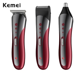 Kemei KM-1407 ปัตตาเลี่ยนโกนหนวดเครา แบบชาร์จ 3 in 1 สําหรับผู้ชาย