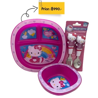 เซ็ททานอาหารคิตตี้ ของแท้จากอเมริกา Munchkin hello kitty mealtime set rainbow