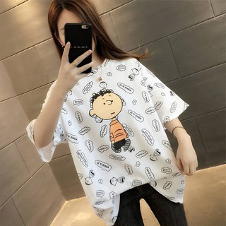👑เสื้อลายดอก👑เสื้อคนอ้วน👑เสื้อยืดไซส์ใหญ่👑 อ้วน mm plus size ผู้หญิงฤดูร้อนปี 2020 ใหม่สไตล์เกาหลีหลวมพุงครึ่งแขนเสื