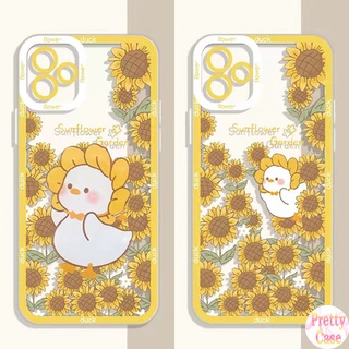 เคสโทรศัพท์มือถือนิ่ม ป้องกันเลนส์ ลายดอกทานตะวัน สําหรับ Xiaomi Redmi Note 11 11S 10 10S 4G 10C 10 9S 9 8 7 6 7A S2 9T 9A 9C Poco M3 M4 X3 NFC GT F3 F2 Pro 5G 4G เป็ดน่ารัก