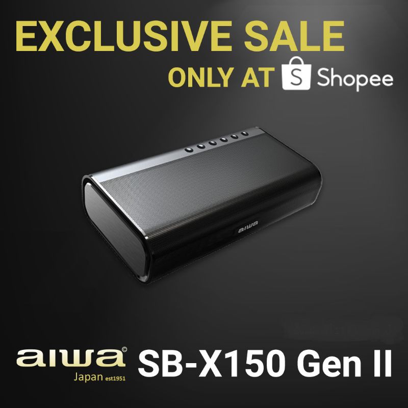 AIWA SB-X150 Gen II Bluetooth Speaker ลำโพงบลูทูธพกพา SUPER BASS  แบตเตอรี่ 8,000 mAh(ของแท้ 100% ประกันศูนย์ 1 ปี)