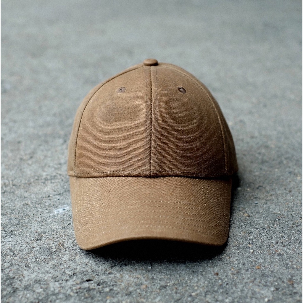 หมวก CAP (สีน้ำตาล) ผ้าแคนวาสเคลือบขี้ผึ้ง
