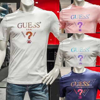 Guess เสื้อยืดแขนสั้น ผ้าฝ้าย พิมพ์ลาย แฟชั่นฤดูใบไม้ผลิ และฤดูร้อน สําหรับผู้ชายและผู้หญิง