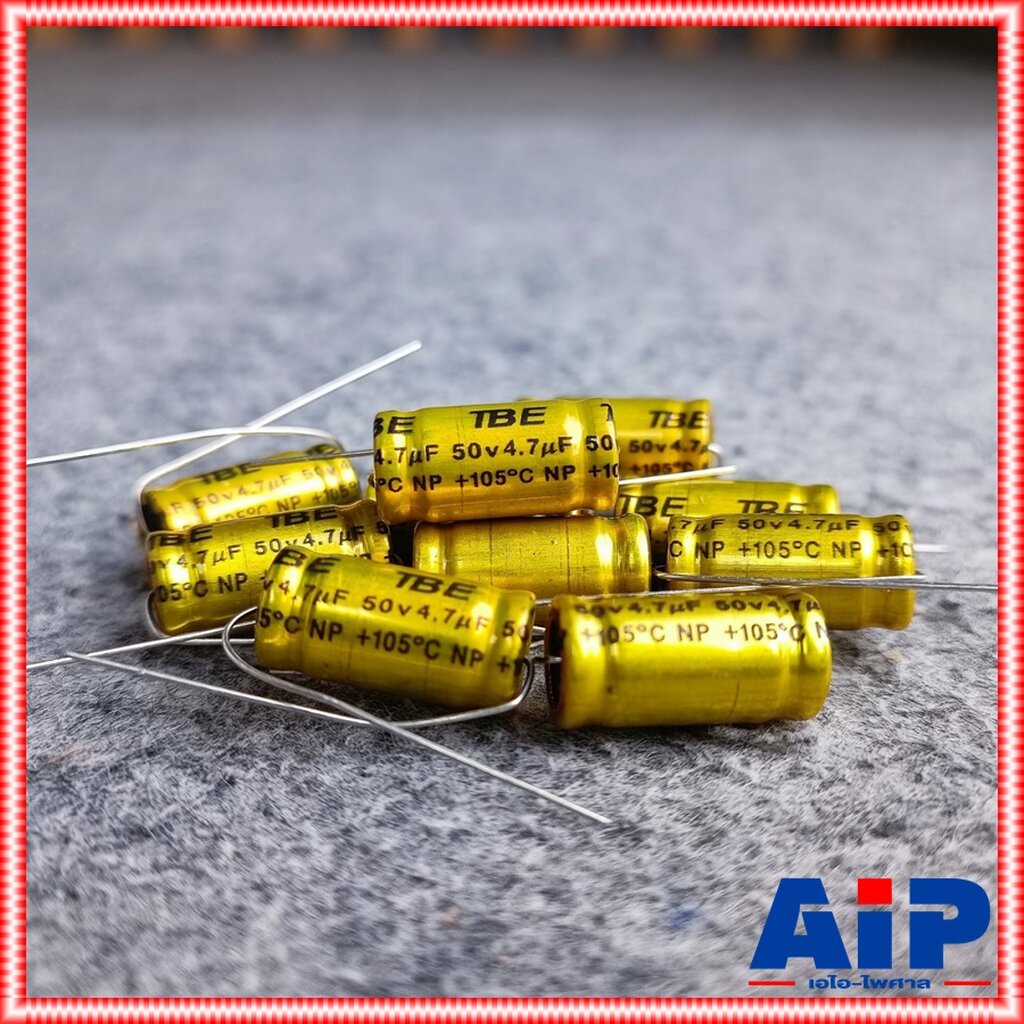 (10ตัว) 4.7uF 50V C ลำโพง สีทอง คาปาลำโพงเสียงแหลม 4.7 / 50 V ตัวป้องกันลำโพงเสียงแหลม คอนเดนเซอร์ คาปาซิเตอร์ลำโพง C...