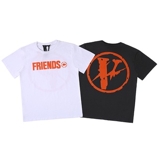 เสื้อยืดแขนสั้นลําลอง คอวี พิมพ์ลายแบรนด์ VLONE Hiroshi Fujiwara FRIENDS Lightning Limited Big สไตล์ฮิปฮอป แฟชั่นยุโรป และอเมริกา