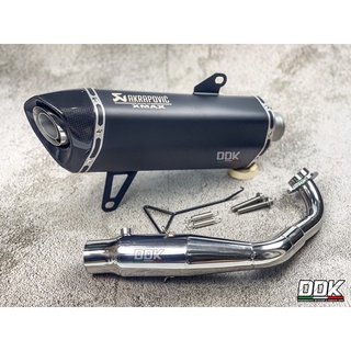 ท่อแต่ง Xmax300 (ปี17-23) ปลายท่อตรงรุ่น คอบอมเลส Akrapovic 18 นิ้ว เลสสีดำ ปากคาร์บอนเคฟล่าแท้ ปากเฉียง โลโก้เลเซอร์