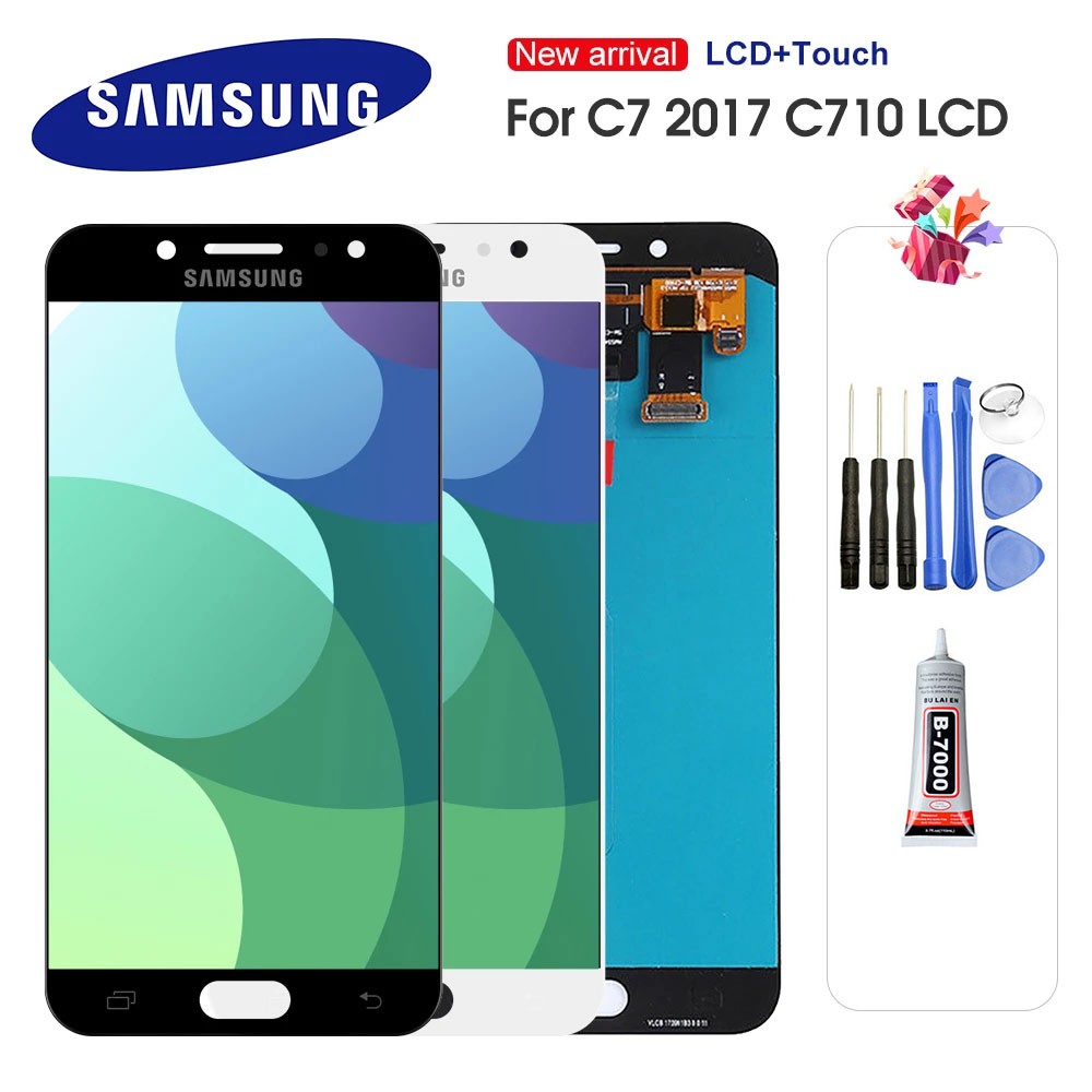 หน้าจอสัมผัส Lcd แบบเปลี่ยนสําหรับ Samsung Galaxy C7 2017 C8 C7100 C710 Redfirstshipth Thaipick 8057