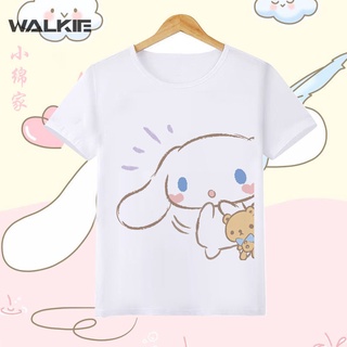 เสื้อยืดแขนสั้นลำลอง พิมพ์การ์ตูนอะนิเมะ Cinnamoroll Kawaii น่ารัก สไตล์สาวญี่ปุ่น เสื้อยืดผ้าฝ้าย-2