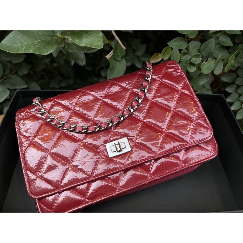 Chanel 2.55 Reissue WOC Red Patent Leather Bag Dark red
