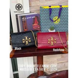 (แท้ 💯%‼) 💕TORY BURCH ELEANOR CROC EMBOSSED LEATHER