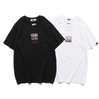 เสื้อยืดแขนสั้นผ้าฝ้ายพิมพ์ลาย Vans แฟชั่นแบบ Unisex