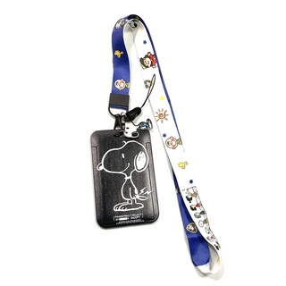 SNOOPY BLACK ที่ใส่บัตร ซองใส่บัตร ที่ใส่บัตร พร้อมสายคล้องคอ (2.5cm) ลาย SNOOPY สีดำ  สำหรับบัตรขนาด 5.5x8.5 cm BY 8118