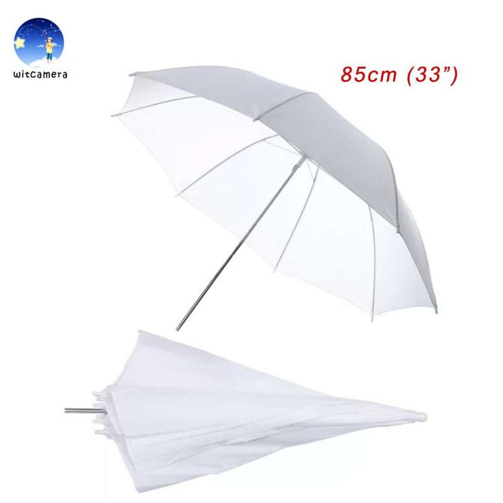 ร่มทะลุสีขาว ร่มคุณภาพสูง 33"/ 85cm เนื้อร่มโปร่งแสง ผ้าเกรดสูงสำหรับถ่ายภาพบุคคล/การถ่ายภาพเสื้อผ้า White Umbrella 33"
