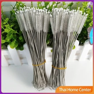 แปรงล้างหลอดดูด จุกนม ขนไนล่อน ไม่ทำให้เป็นรอย สแตนเลส แปรงฟาง Stainless steel soft straw straw brush