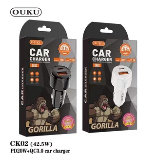 OUKU CK02 ที่ชาร์จแบตในรถ ชาร์จเร็ว USB car chargerหัวชาร์จ อะแดปเตอร์ ชาร์จในรถ 1ช่อง usb 22.5W+TYPE-C20WQC พร้อมส่ง