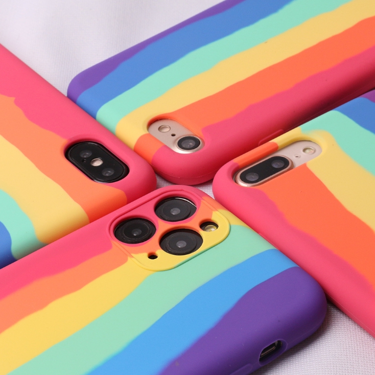 เคสมือถือซิลิโคนแบบนิ่ม ลายสีรุ้ง ไล่โทนสี สำหรับ iP12Pro 12Pro Max 12 mini 11 67 8 8Plus XS MAX XR X SE2020