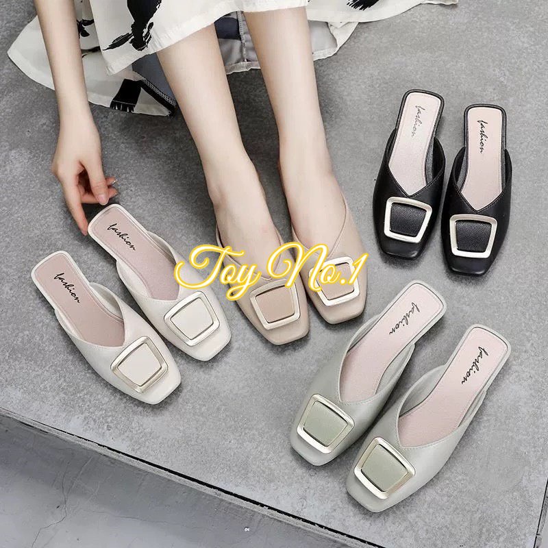 ToyNo.1 🧸 พร้อมส่ง🧸 "LT-168" รองเท้าคัทชูผู้หญิงยางหนังนิ่ม แฟชั่นมี4สี ปิดหัวเปิดส้น