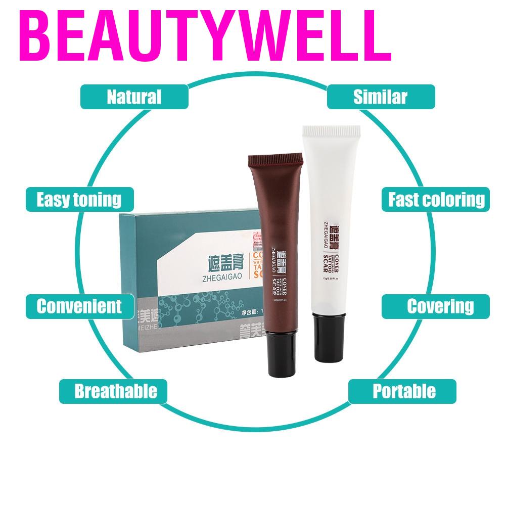 Beautywell ซ่อน Vitiligo Birthmarks จุด Tattoo Cover แต่งหน้าชุดคอนซีลเลอร์ Professional ครีมแผลเป็น