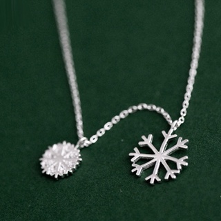 MeeningBrand❀สร้อยคอเงิน TWO SNOWFLAKE DAIMOND [02-0067]