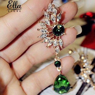 รูปปีกยาว Rhinestone Dangle Studs หยิบใส่ต่างหู Charm