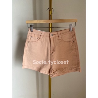 Socie.tycloset-C24กางเกงเอวขาสุ้นเอวสูงสีชมพูอ่อน