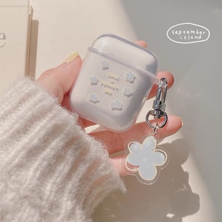 เคสหูฟังบลูทูธไร้สาย แบบใส ลายดอกไม้ ขนาดเล็ก สําหรับ Airpods 12 i11 i12