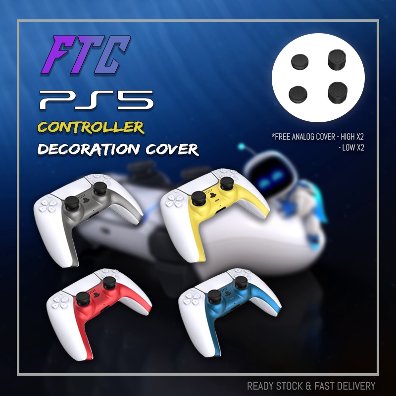 FTC PS5 Dualsense Controller Customise Mid Case Protection Hard Skin Shell Casing + Analog Cap PS5 A