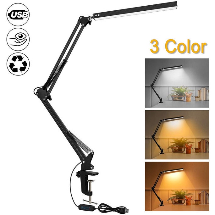 โคมไฟตั้งโต๊ะ โคมไฟคอมพิวเตอร์ LED พับได้ โต๊ะเรียน หรี่แสงได้ 3 สี 10 ความสว่าง