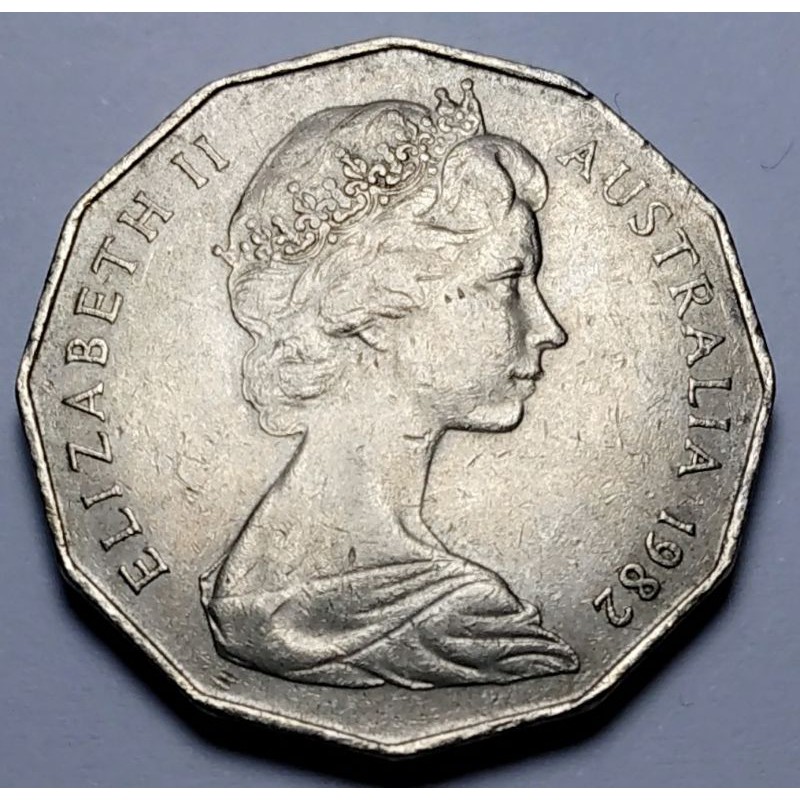 ปี 1982, เหรียญ 50 Cents, ประเทศออสเตรเลีย (Australia), Queen Elizabeth II, Commonwealth Game