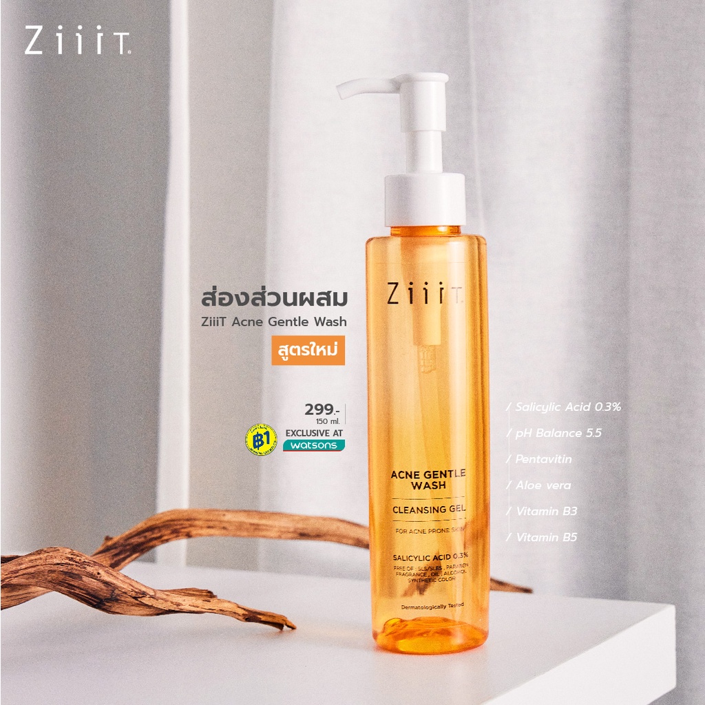 ZiiiT Acne Gentle Wash 100 ml. ซิท แอคเน่ เจนเทิลวอช เจลล้างหน้ารักษา