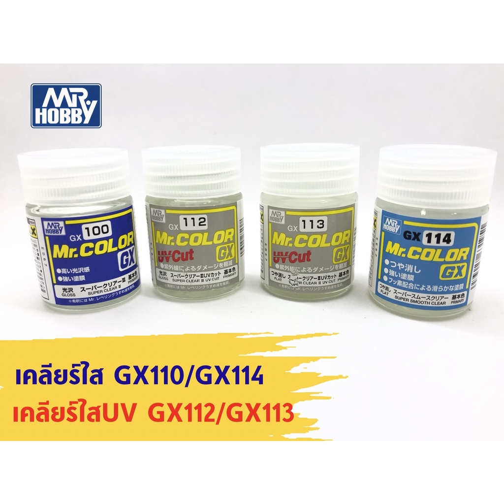 สีเคลือบเคลียร์ GX100 เคลียร์แบบใสเงา/GX114แบบด้าน และGX112เคลียร์แบบกัน UV ใสเงา/GX113กัน UVใสด้าน 