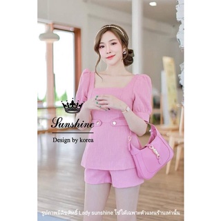 ✅✅✅พร้อมส่ง✅✅✅Lot ย (ง06) ชุดเซต 2 ชิ้นขาสั้นผ้าทอสีชมพู ป้าย Lady Sunshine Size L
