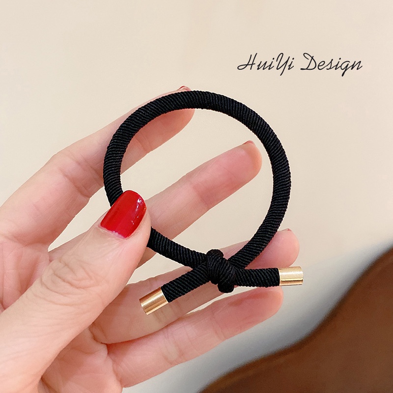 ยางรัดผมหางม้า แบบยืดหยุ่น เกาหลี หางม้า ยางรัดผม สร้อยข้อมือ เครื่องประดับผม ที่เรียบง่าย - รูปที่ 4