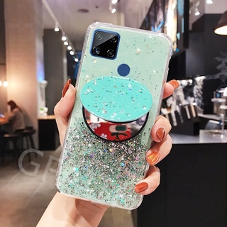 In Stock เคสโทรศัพท์ OPPO A15s 2021 New Case Luxury Bling Glitter Star Space Phone Cover With Make-up Mirror Stand Holder Handphone Case OPPOA15s