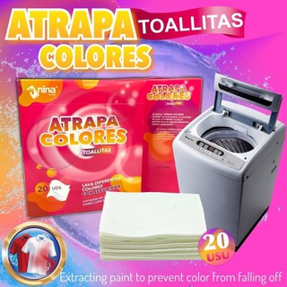 แผ่นซักผ้าดูดซับสีกันสีตกใส่ผ้ามหัศจรรย์ Atrapa colores toallitas