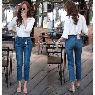 RG 6771 ยีนส์แปดส่วน ทรงกระบอกเล็ก ผ้ายืดใส่สบาย